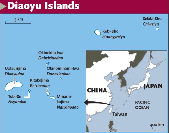 diaoyu islands map