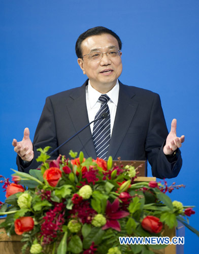 Chinese Vice Premier Li Keqiang delivers a speech at the opening ceremony of the meeting on China-Russia trade and investment in Moscow, capital of Russia, April 28, 2012. Photo: Xinhua