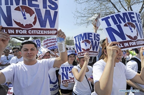 Immigration reform supporters demonstrate in the 