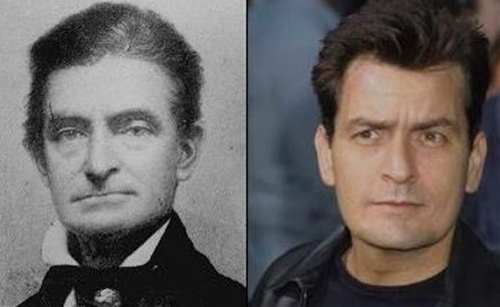 John Brown, American who led an anti-slavery revolt in Harpers Ferry, Virginia in 1859 vs U.S. actor Charlie Sheen (Photo Source: forum.news.cn)