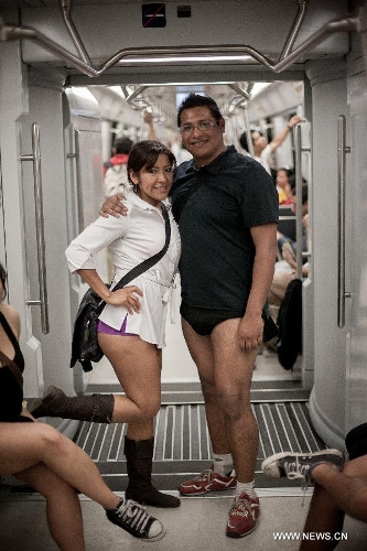 People without their pants take part in the worldwide 