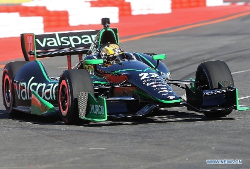 Spanish driver Oriol Servia attends the first free practice of the Sao Paulo Indy 300 race, the fourth stage of the 2013 IndyCar Series, at the Anhembi Circuit in northern Sao Paulo, Brazil, on May 4, 2013. (Xinhua/Rahel Patrasso) 