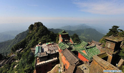 Photo taken on July 11, 2012 shows the scenery of Wudang Mountain in central China's Hubei Province. As the cradle of the Taoist culture, the Wudang Mountain was inscribed on the list of World Cultural Heritages in 1994. The scenery of the mountain attracts tens of thousands of visitors every year. Over 4 million tourists from at home and abroad are expected to visit the site this year. Photo: Xinhua