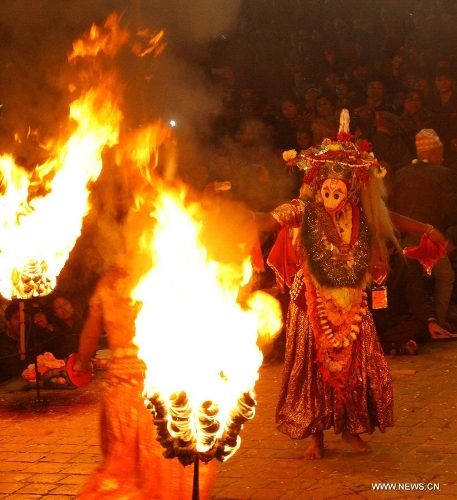 Artists In Traditional Attire Mark Kartik Naach Festival In Nepal 