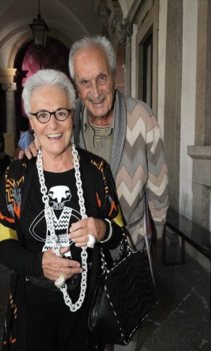 Ottavio Missoni poses with his wife Rosita