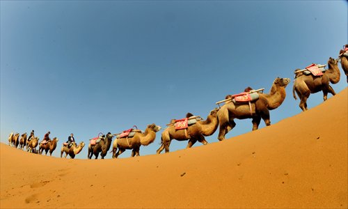 Sit atop a camel for the perfect perch to view the deserts of Ningxia. 