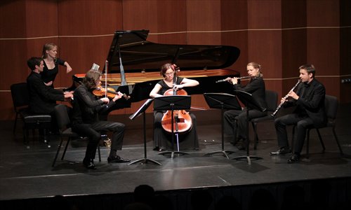 The Aurora Orchestra chamber concert musicians perform on stage. Photos: Courtesy of Shanghai Concert Hall