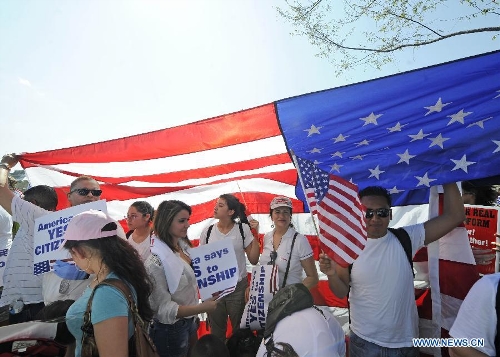 Immigration reform supporters demonstrate in the 