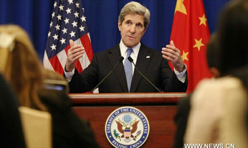 US Secretary of State John Kerry holds a press conference in Beijing, capital of China, April 13, 2013. (Xinhua/Wang Shen)