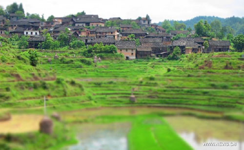 Photo taken on May 27, 2012 shows the Labeng stockaded village of Lianshan Village, Libo County of southwest China's Guizhou Province. Lianshan Village is an area inhabited by the Bouyei ethnic group, with the Labeng stockaded village inside it being the most well-preserved part. Some of the houses in Labeng village are over 200 years old. Libo County was listed in the world heritage sites in 2007. Photo: Xinhua
