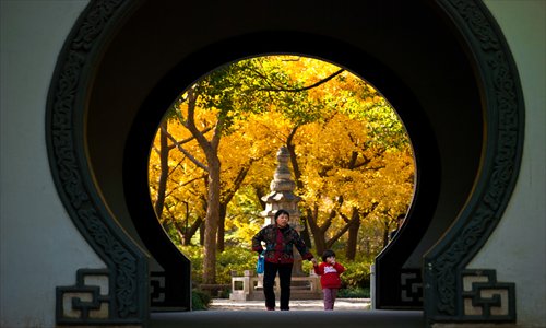 Fall brings a golden tinge to the historic Guyi Garden. Photo: Courtesy of Jiading District Tourism Bureau