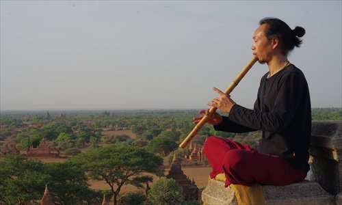 Hanying plays an instrument that he made himself. Photos: Courtesy of Life Hub@Jinqiao