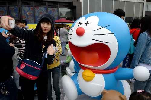 Doraemon statue in 100 Doraemon Secret Gadgets Expo Stock Photo