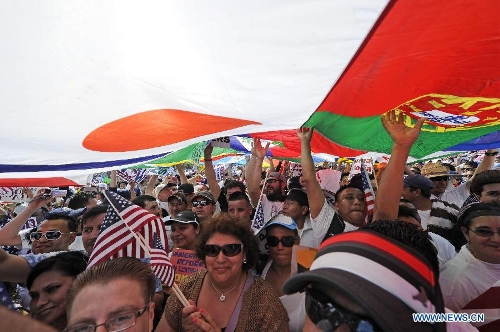 Immigration reform supporters demonstrate in the 