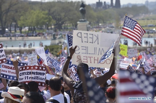 Immigration reform supporters demonstrate in the 