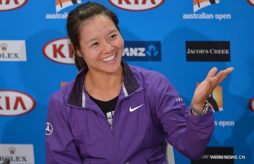 Chinese tennis player Li Na attends a press conference of the Australian Open tennis tournament in Melbourne Jan. 13, 2013. The 2013 Australian Open tennis tournament will start on Jan. 14. (Xinhua/Chen Xiaowei) 