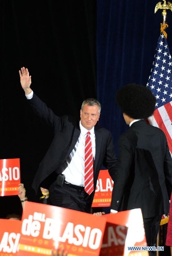 Bill De Blasio Celebrates Victory In New York Mayor Election - Global Times