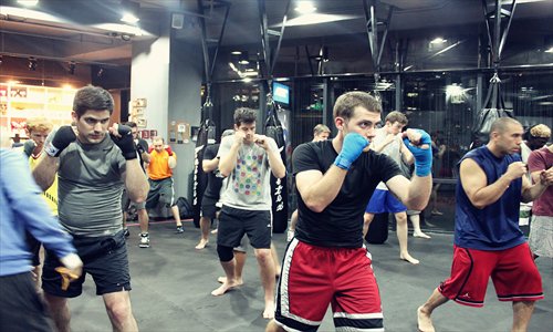 A boxing class at Glee Gym in Chaowai Soho, Chaoyang district. 
Photo: Courtesy of Glee Gym
