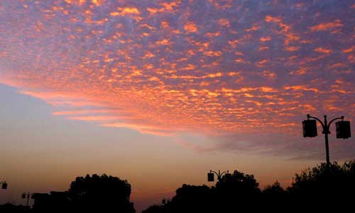 Photo taken on Oct. 12, 2012 shows altocumulus translucidus clouds in the sky of Suzhou, east China's Jiangsu Province. Altocumulus translucidus clouds scenery appeared in Suzhou on Friday as a cold front hit the area. Photo: Xinhua