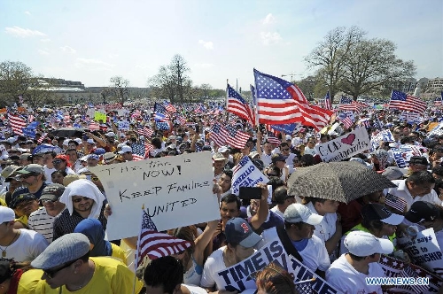 Immigration reform supporters demonstrate in the 