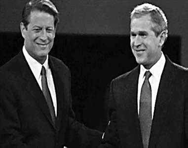 Al Gore with presidential opponent George W. Bush Photos: Courtesy of Shanghai Translation Publishing House