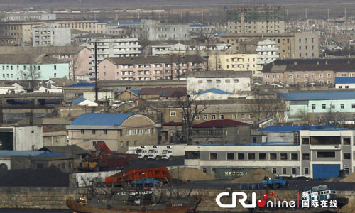 The North Korean city of Sinuiju as viewed from across the Yalu River in Dandong, China's Liaoning Province on April 6. Photo: CFP/CRI