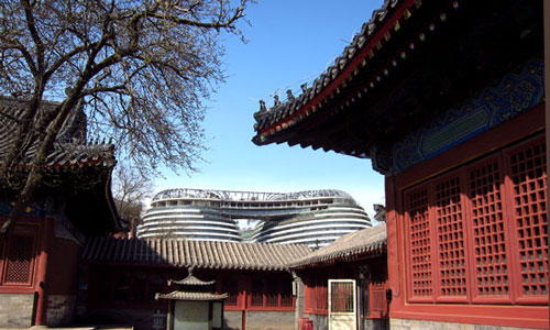 Zhihua Temple is a piece of history, staking out its claim against the backdrop of Beijing's rapid development. Photo: CRI