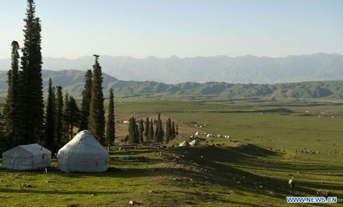 Photo take on August 21, 2012 shows a view on the Narat Grasslands in Xinyuan county, northwest China's Xinjiang Uyghur Autonomous Region. Photo: Xinhua