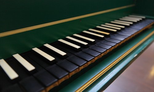 A white and black keyboard on an antique forte piano now preserved by the Shanghai Symphony Orchestra Photo: CFP