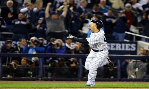 Raul Ibanez of the New York Yankees shocks after hitting a walk-off home run. Photo: AFP