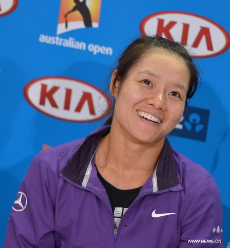 Chinese tennis player Li Na attends a press conference of the Australian Open tennis tournament in Melbourne Jan. 13, 2013. The 2013 Australian Open tennis tournament will start on Jan. 14. (Xinhua/Chen Xiaowei) 