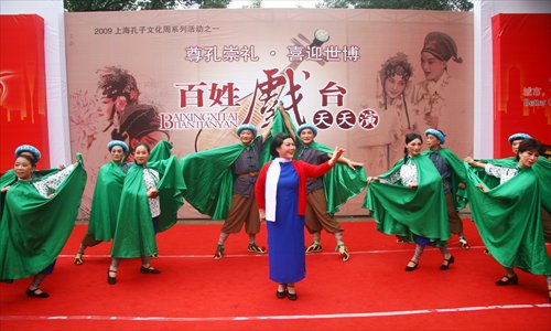 Dancers in traditional costumes perform during the Confucius Cultural Festival. Photo: Courtesy of Jiading District Tourism Bureau