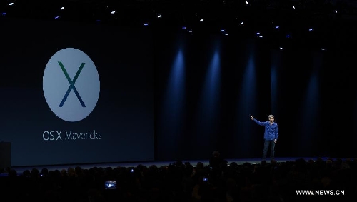 Apple's Senior Vice President of Software Engineering Craig Federighi addresses the 2013 Apple WWDC at the Moscone Center in San Francisco, California, the United States, on June 10, 2013. (Xinhua) 