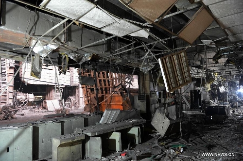 Debris is seen at a control room after a furnace explosion at the Xinyu Iron and Steel Group Company in Xinyu City, east China's Jiangxi Province, April 1, 2013. A furnace exploded at 11:22 a.m. at the company on Monday, which killed four people and injured another 32. The injured have been hospitalized. (Xinhua/Song Zhenping) 