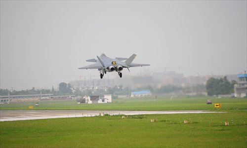 China conducted another test flight of its J-20 stealth flighter, number 2001, on Saturday. Photo: mil.huanqiu.com