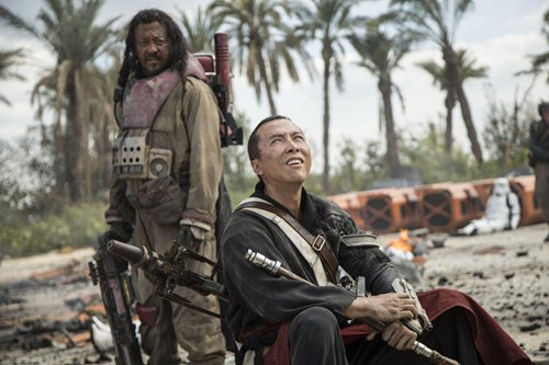 Promotional material for <em><em>Rogue One</em>: A Star Wars Story</em> featuring Jiang Wen (left) and Donnie Yen Top: Donnie Yen (center) Photos: IC