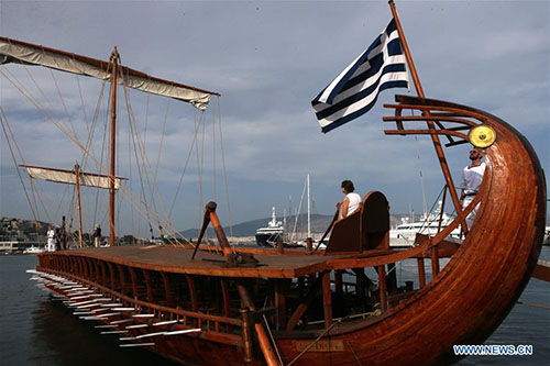 hellenic naval trireme displayed as open museum for public