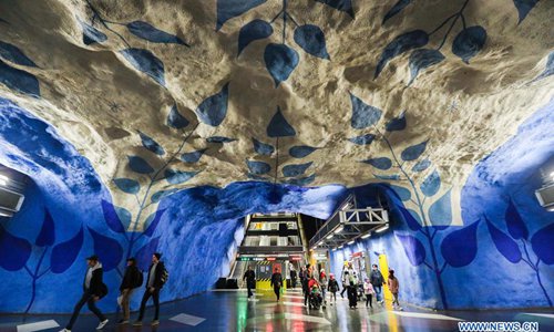 Metro Stations Decorated With Art Works In Stockholm, Sweden - Global Times