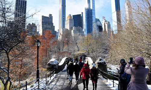 First Snowfall Hits New York - Global Times