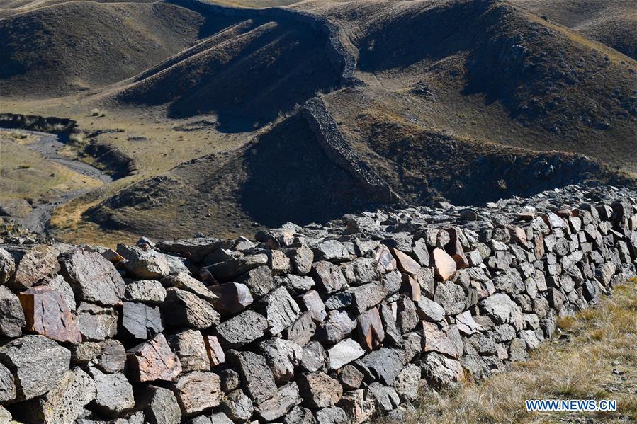 ruins of great wall in baotou, n china