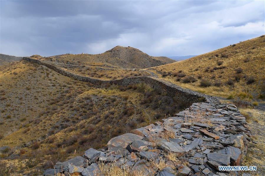 ruins of great wall in baotou, n china