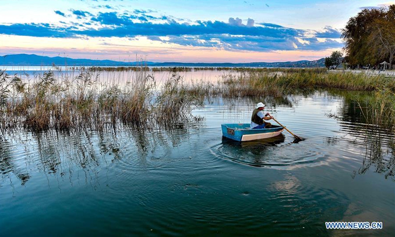 people fish at dojran lake, north macedonia