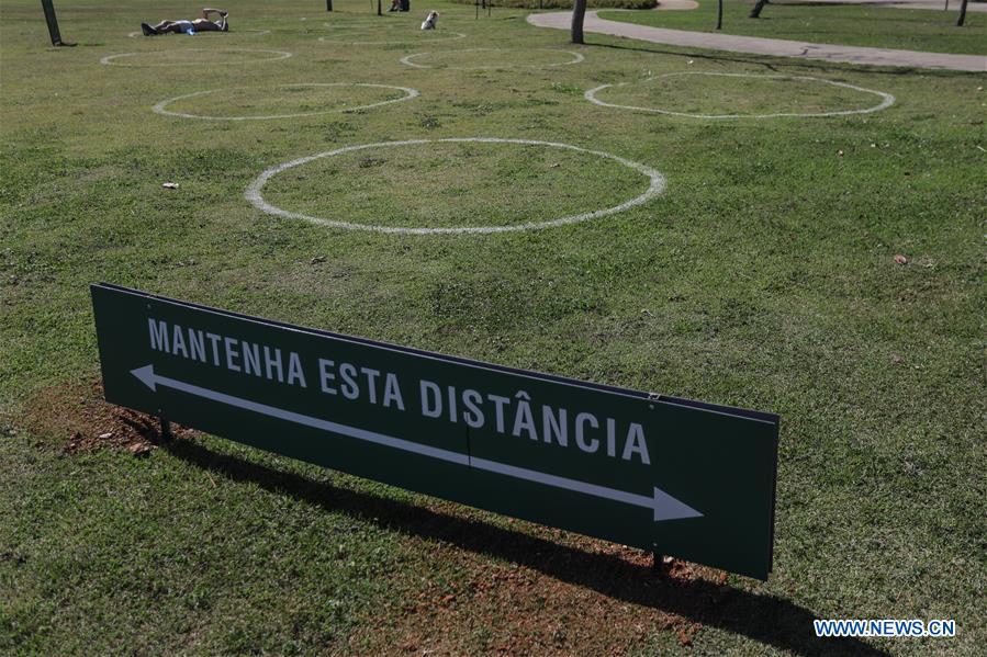Circles Seen On Lawn To Practice Social Distancing In Sao Paulo Brazil Global Times