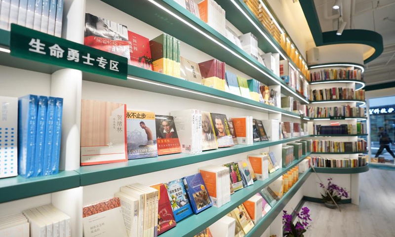 Books by disabled authors are displayed in a dedicated zone at Shanyuan Book Chamber in Beijing, capital of China, April 14, 2021.Photo:Xinhua