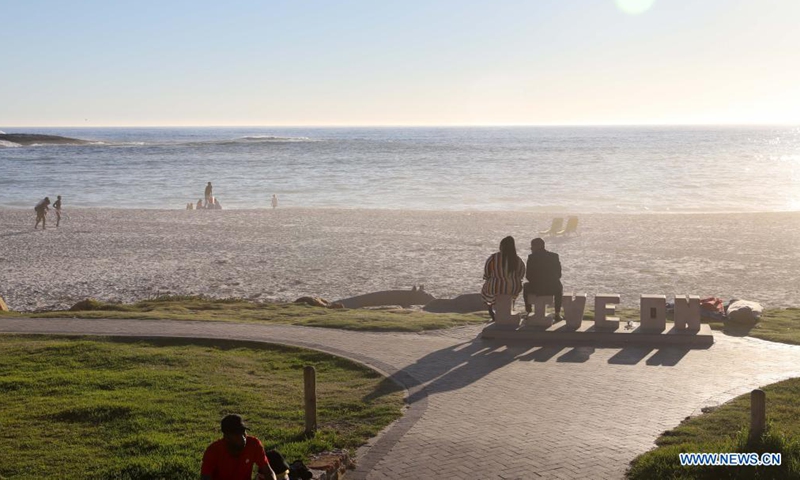 People enjoy the weekend on a beach in Cape Town, South Africa, on May 1, 2021. (Xinhua/Lyu Tianran)