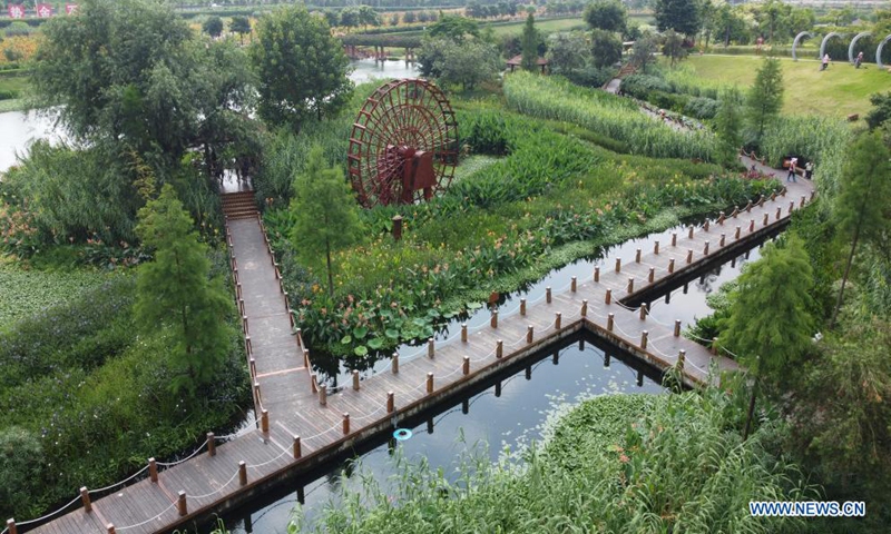 Aerial photo taken on June 3, 2021 shows the scenery of the Nakao River wetland park in Nanning, south China's Guangxi Zhuang Autonomous Region. Photo: Xinhua