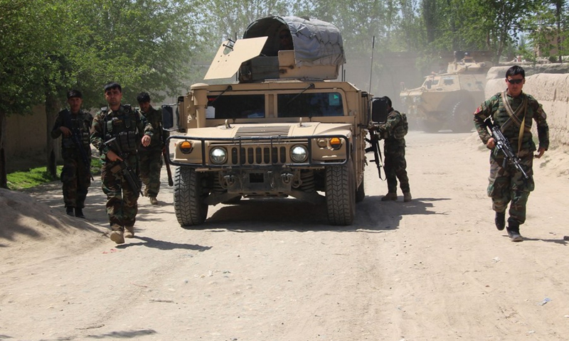 Afghan security force members take part in a military operation in Imam Sahib district of Kunduz province, northern Afghanistan, April 10, 2021.(Photo: Xinhua)