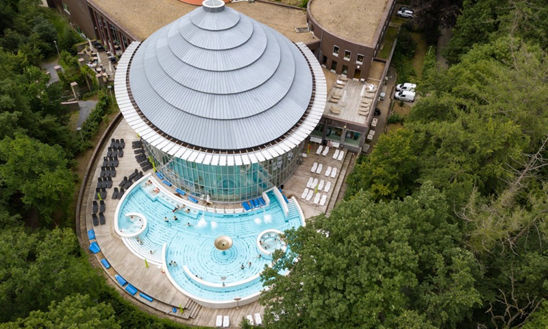 Aerial photo taken on July 29, 2021 shows Les Thermes de Spa, a spa treatment center in Spa, Liege Province, Belgium.(Photo: Xinhua)