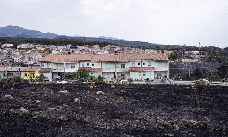 Photo taken on July 26, 2021 shows a burned area in Oristano, Sardinia, Italy.(Photo: Xinhua)