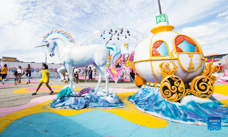 People visit the Sugar Rush theme park in Mississauga, Ontario, Canada, on Sept. 3, 2021. Photo:Xinhua